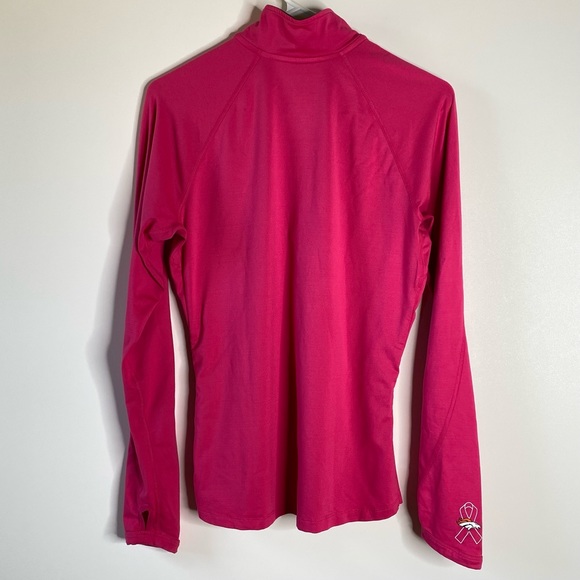 Nike Women NFL Team Apparel 1/4 Pullover Broncos Sz M Pink Breast Cancer Ribbion - Picture 6 of 9